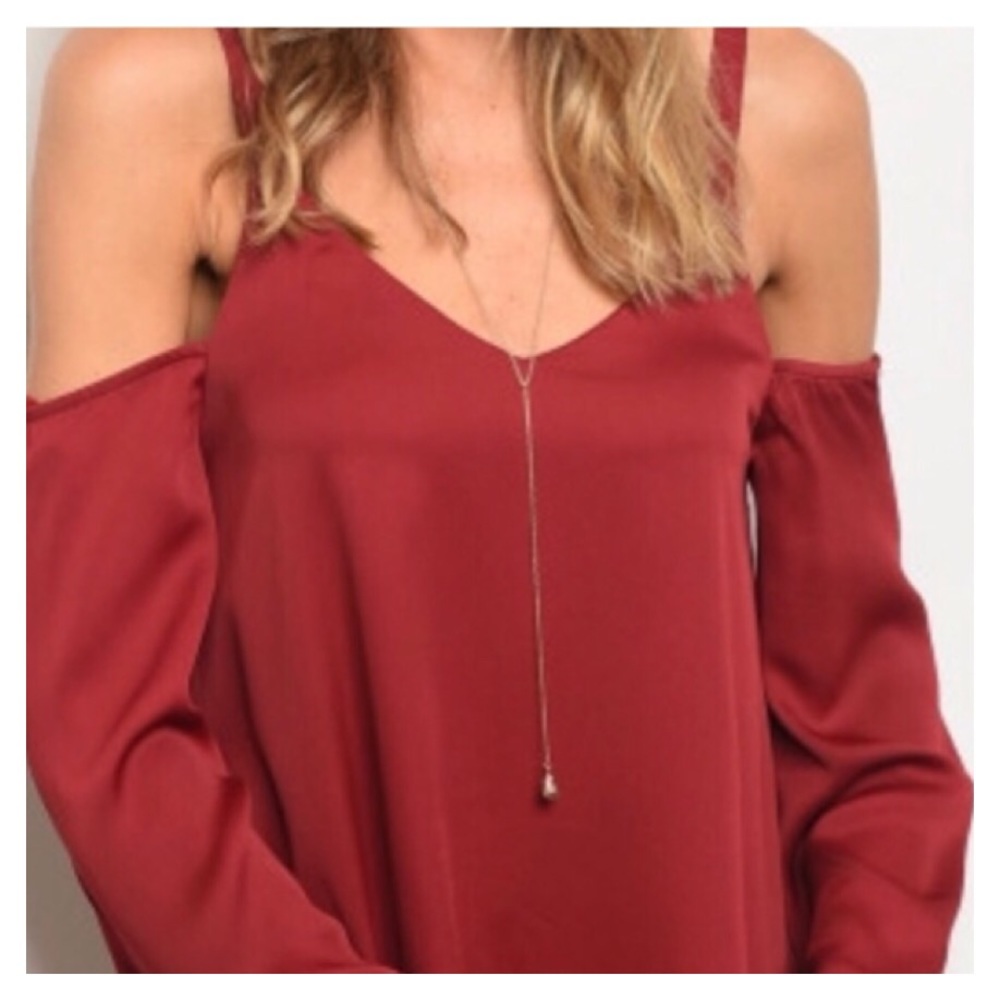 LOVERICHE Red Cold Shoulder Midi Dress - Picture 2 of 5